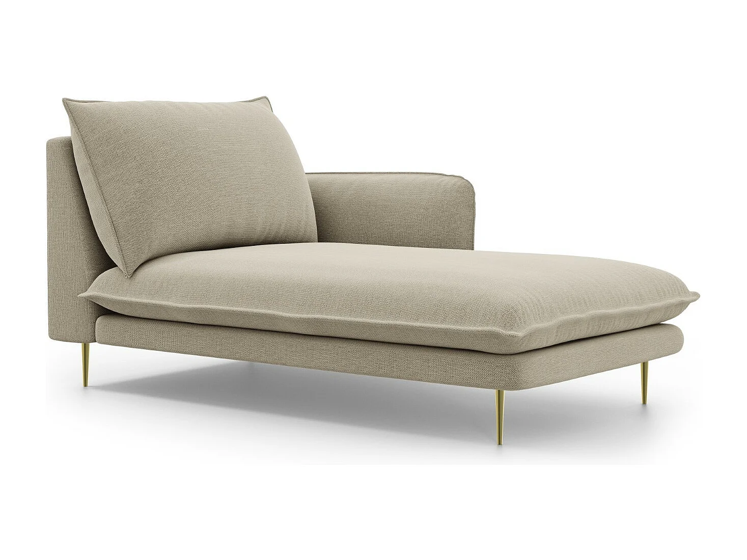 Cosmopolitan Design - Chaise longue de angulo derecho "Vienna" de tejido estructural beige - 170x110x95cm