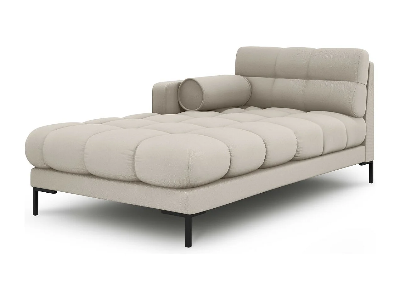 Cosmopolitan Design - Méridienne gauche "Bali" en tissu structurel beige - 185x102x75cm