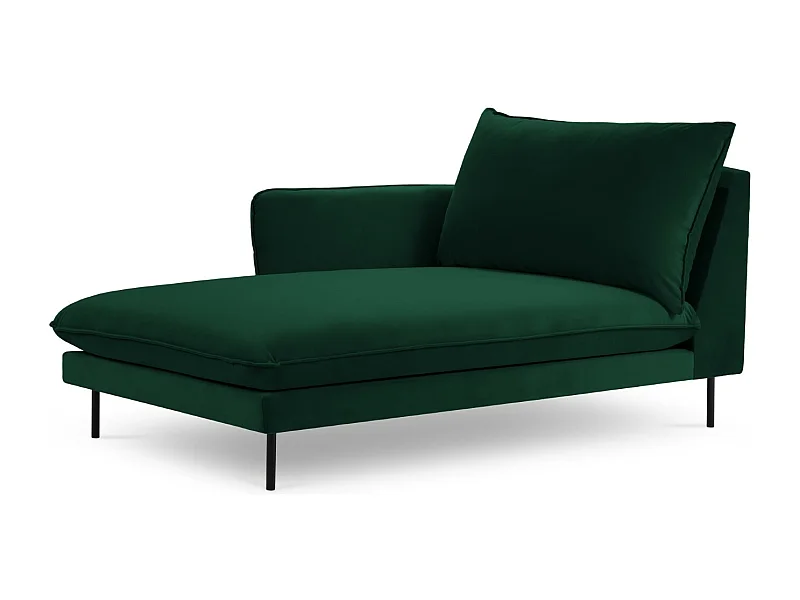 Cosmopolitan Design - Méridienne gauche "Vienna" en velours vert bouteille - 170x110x95cm