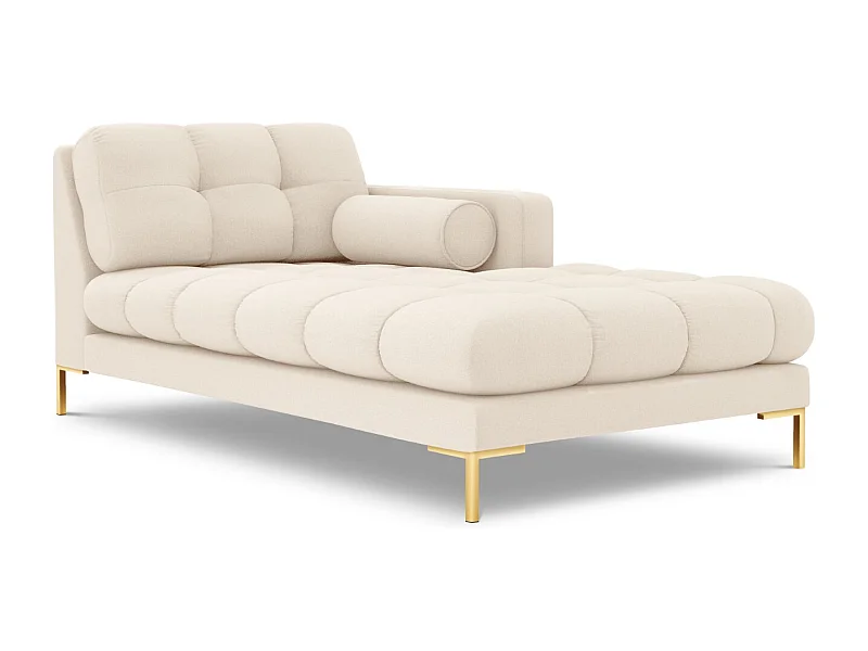 Cosmopolitan Design - Méridienne droite "Bali" en tissu structurel beige clair - 185x102x75cm