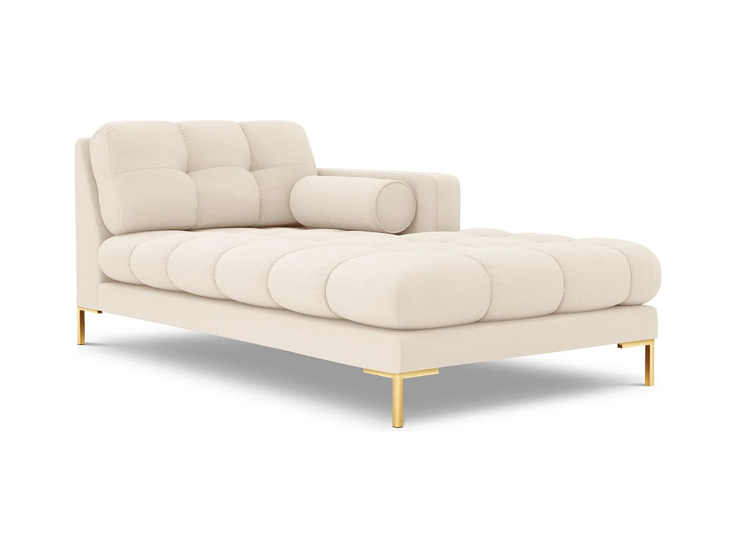 Cosmopolitan Design - Chaise longue de angulo derecho "Bali" de tejido estructural beige claro - 185x102x75cm