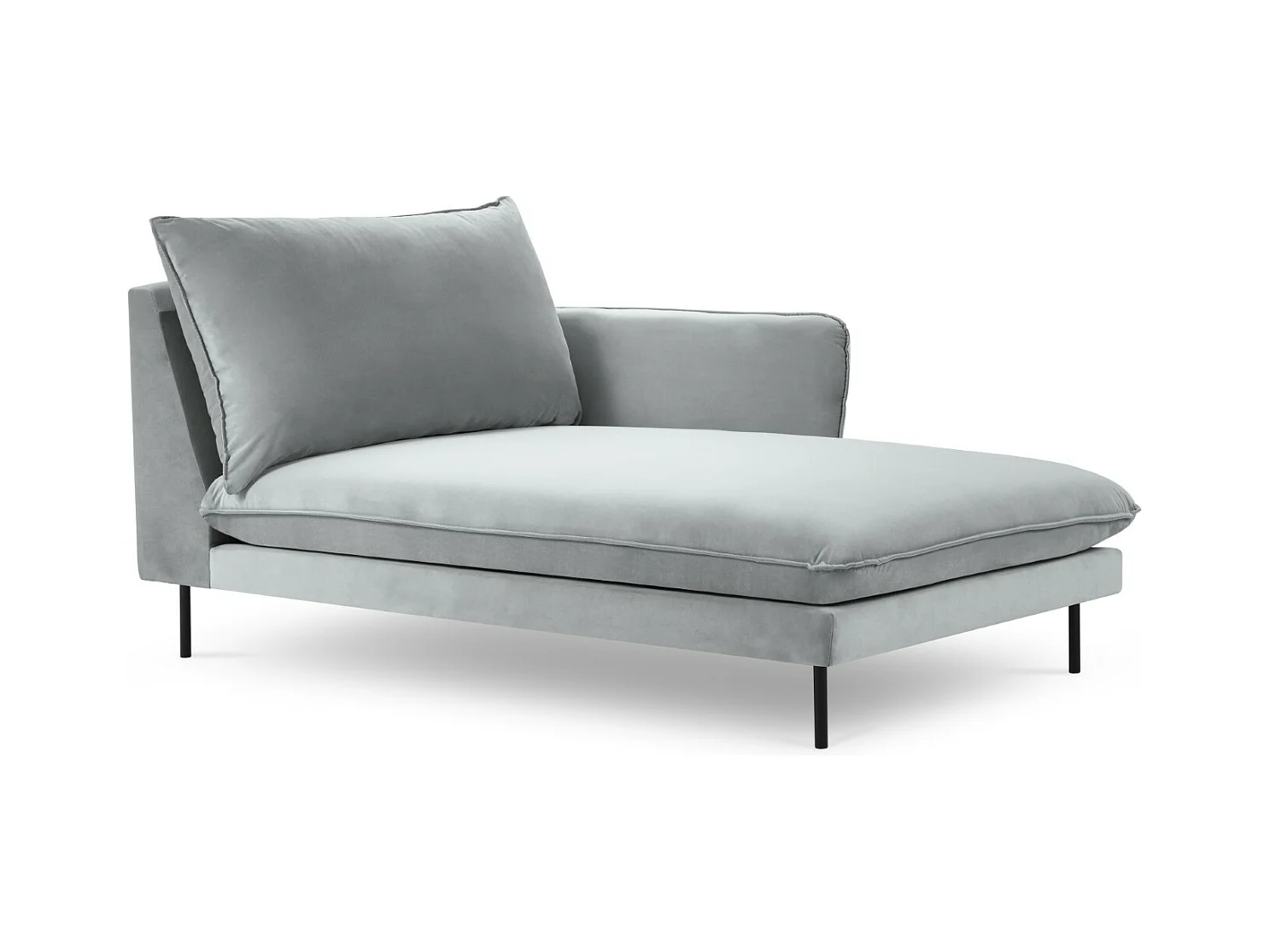 Cosmopolitan Design - Méridienne droite "Vienna" en velours gris clair - 170x110x95cm