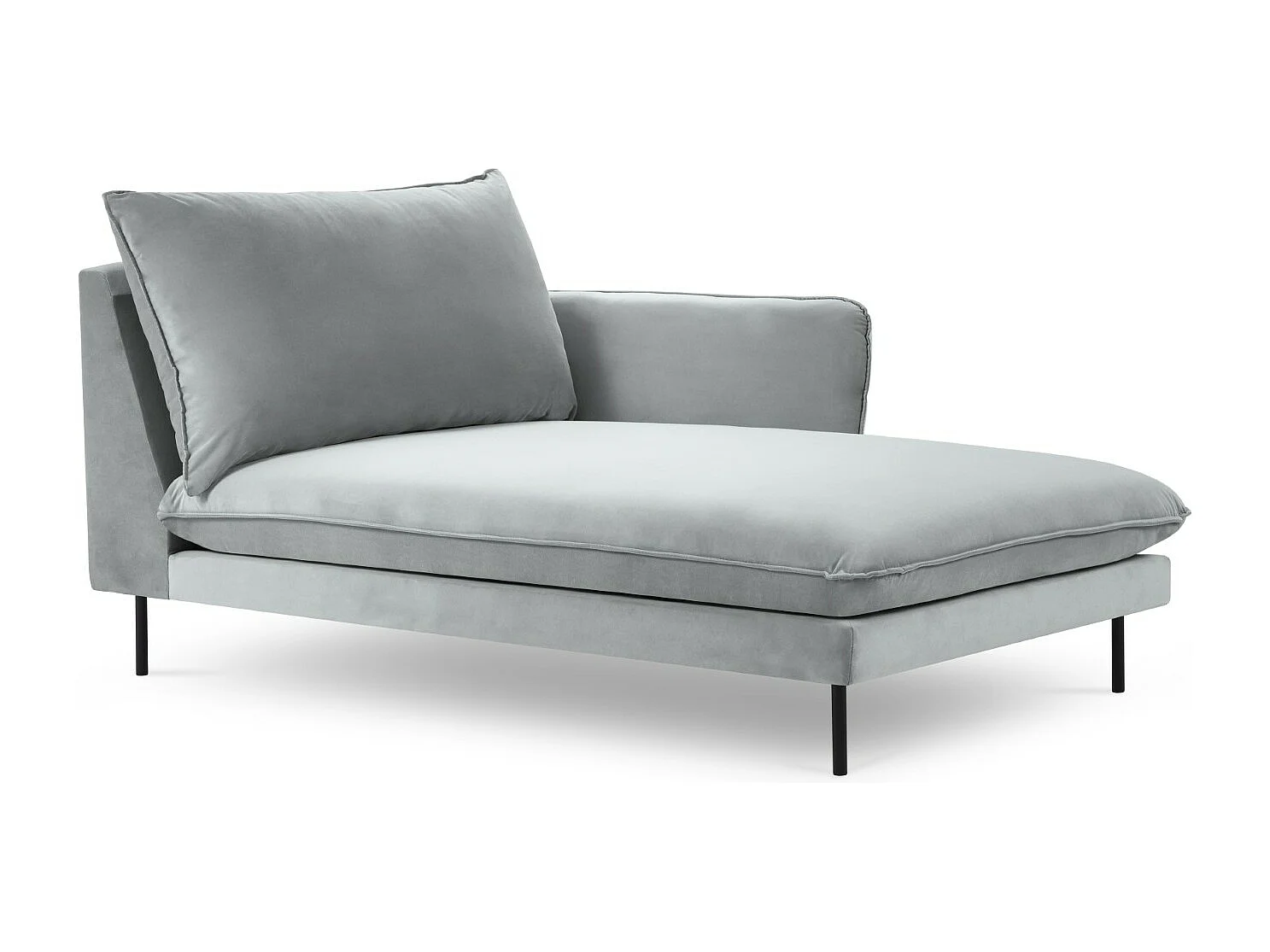 Cosmopolitan Design - Méridienne droite "Vienna" en velours gris clair - 170x110x95cm