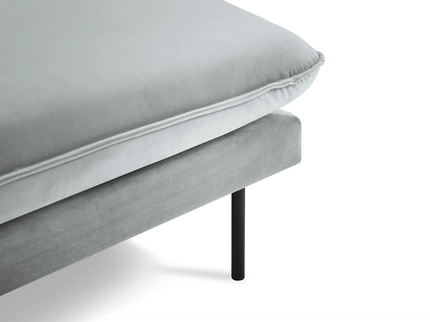 Cosmopolitan Design - Méridienne droite "Vienna" en velours gris clair - 170x110x95cm