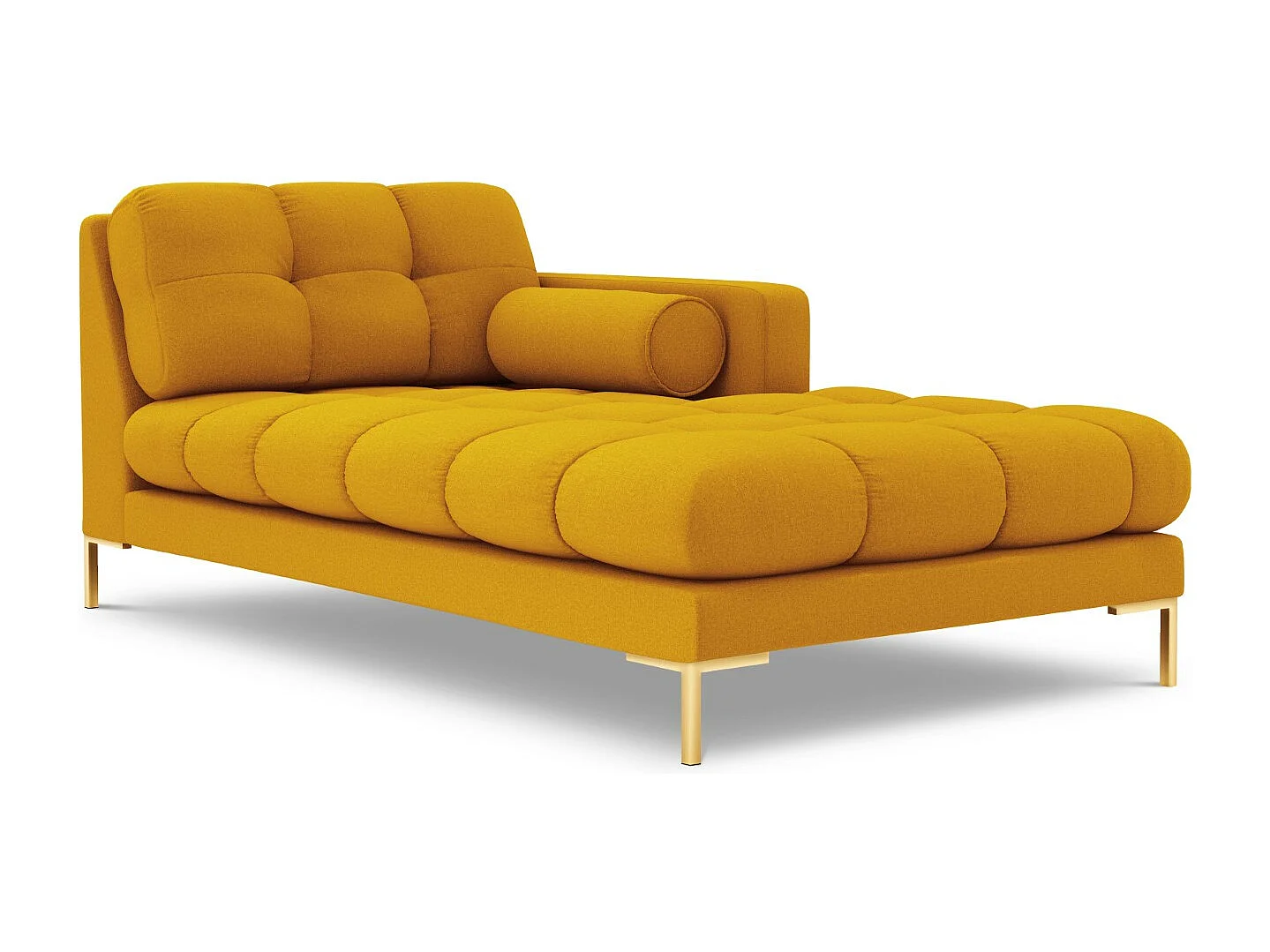 Cosmopolitan Design - Méridienne droite "Bali" en tissu structurel jaune - 185x102x75cm