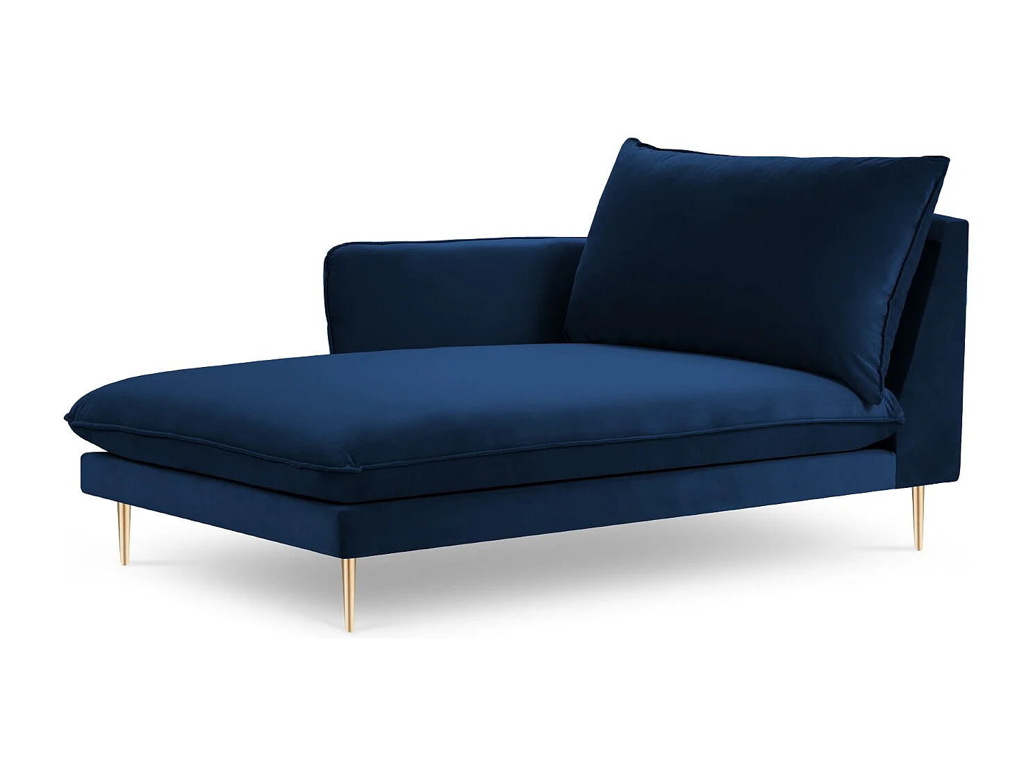 Cosmopolitan Design - Chaise longue esquerda "Vienna" em veludo azul real - 170x110x95cm