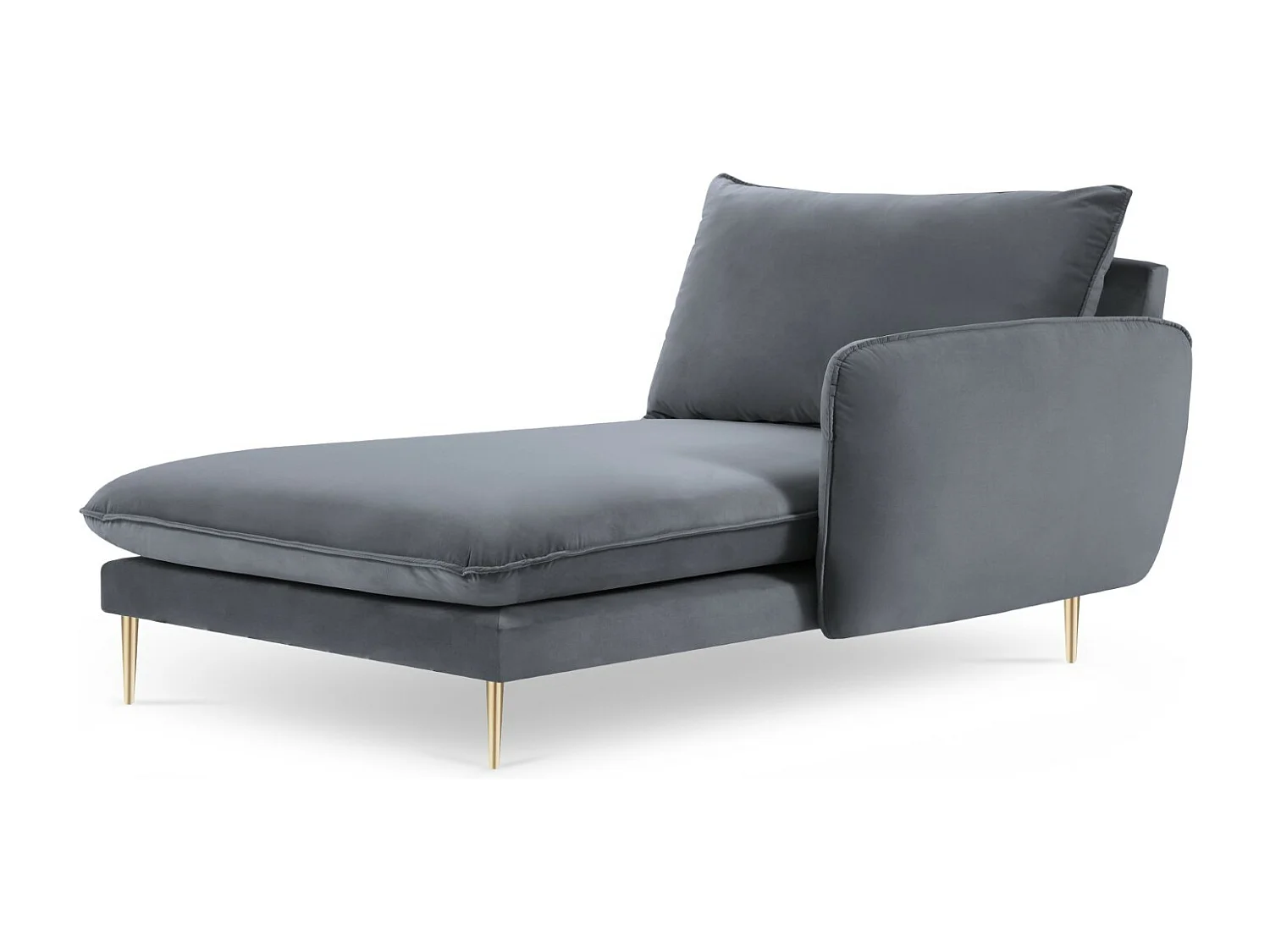 Cosmopolitan Design - Chaise longue de angulo derecho "Vienna" de terciopelo azul grisáceo - 170x110x95cm