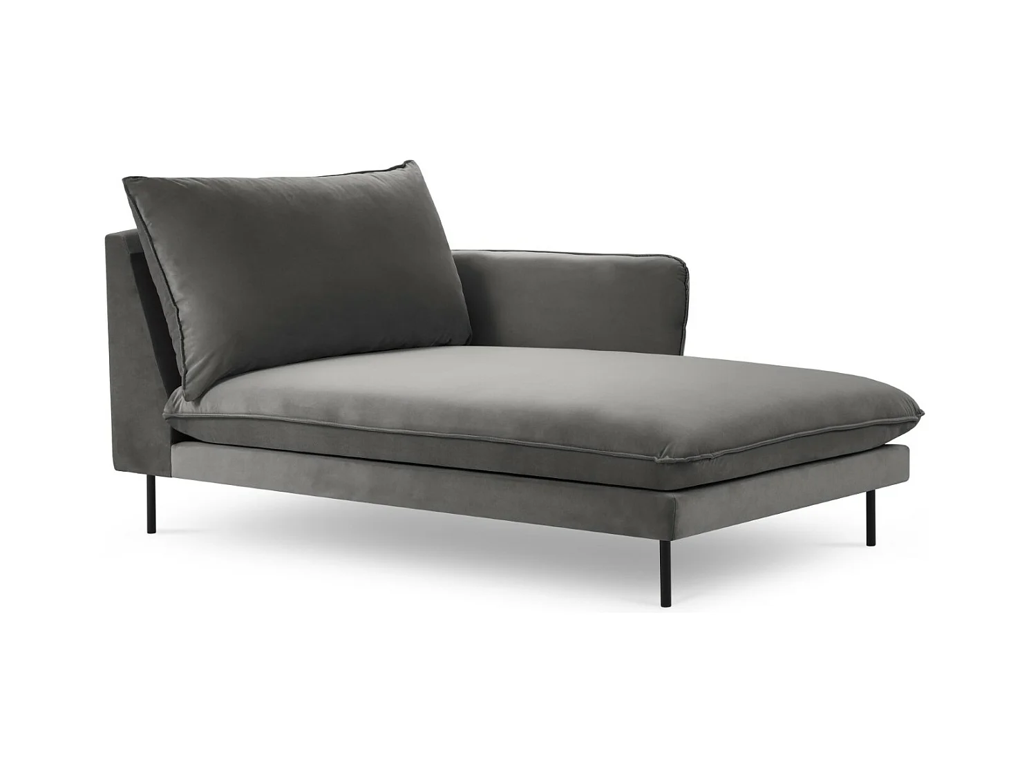 Cosmopolitan Design - Rechter chaise longue "Vienna" Flueel, Grijs - 170x110x95cm