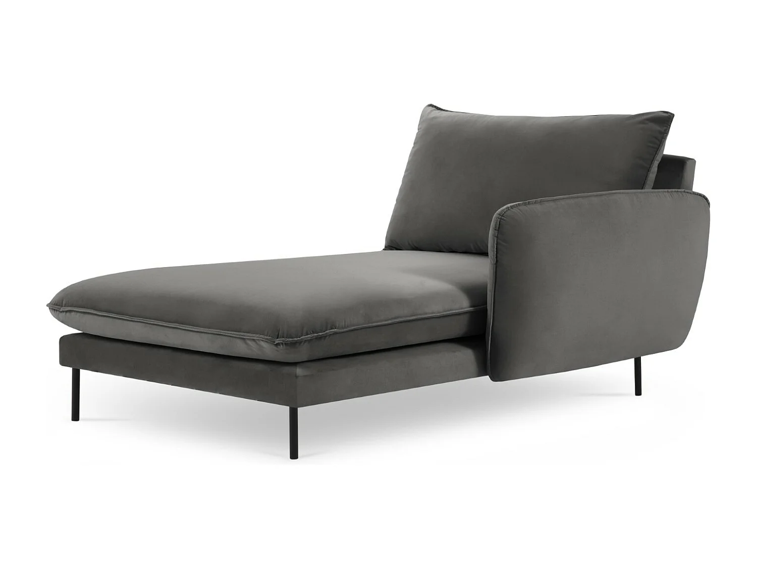 Cosmopolitan Design - Méridienne droite "Vienna" en velours gris - 170x110x95cm