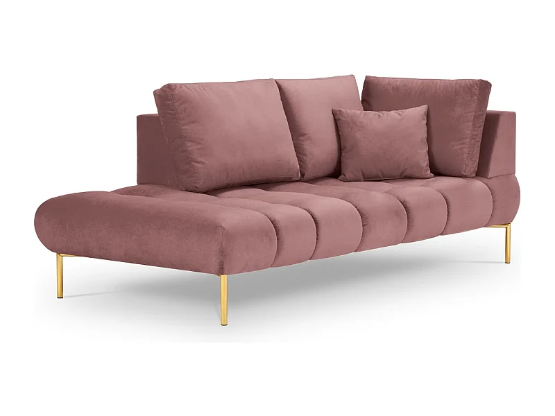 Cosmopolitan Design - Chaise longue sinistra "Hastings" 2 posti in velluto rosa - 216x102x75cm