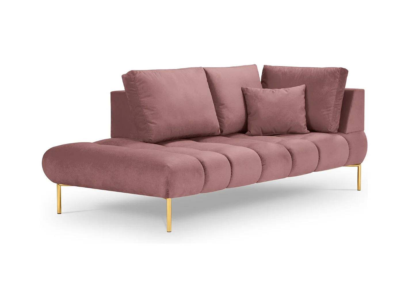 Cosmopolitan Design - Méridienne gauche "Hastings" 2 places en velours rose - 216x102x75cm