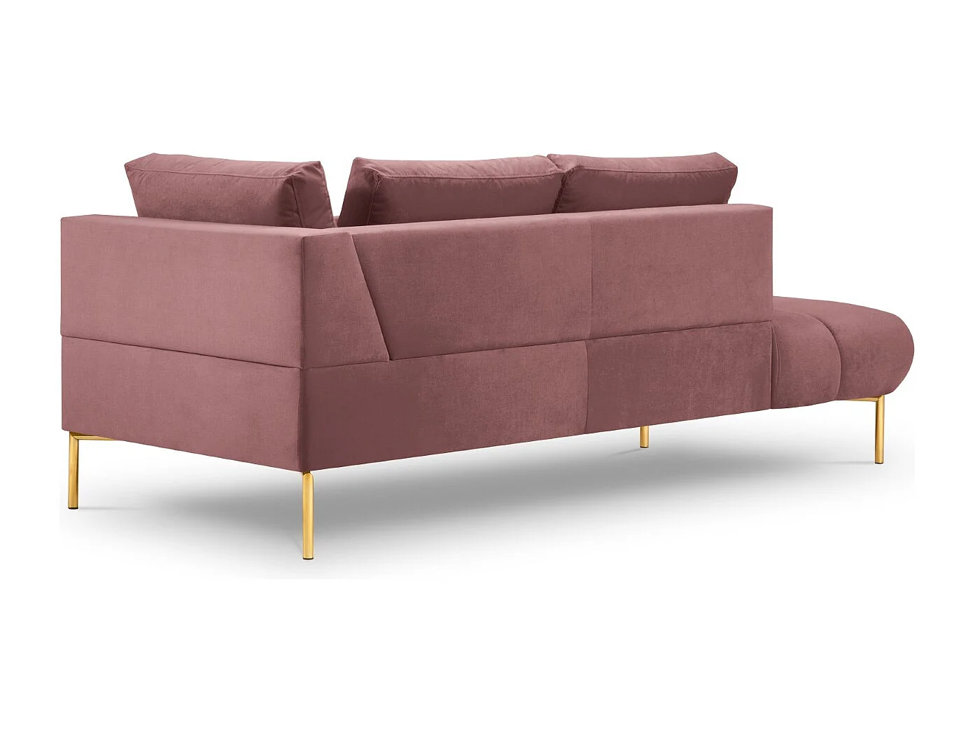 Cosmopolitan Design - Chaise longue esquerda "Hastings" 2 lugares em veludo rosa - 216x102x75cm