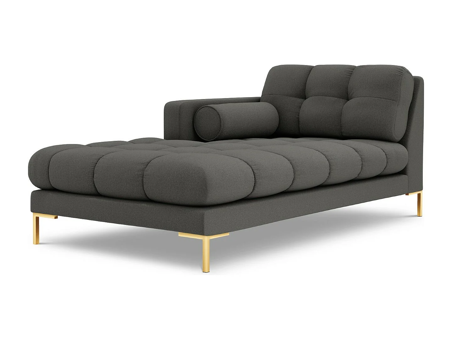 Cosmopolitan Design - Chaise longue de angulo izquierdo "Bali" de tejido estructural gris oscuro - 185x102x75cm
