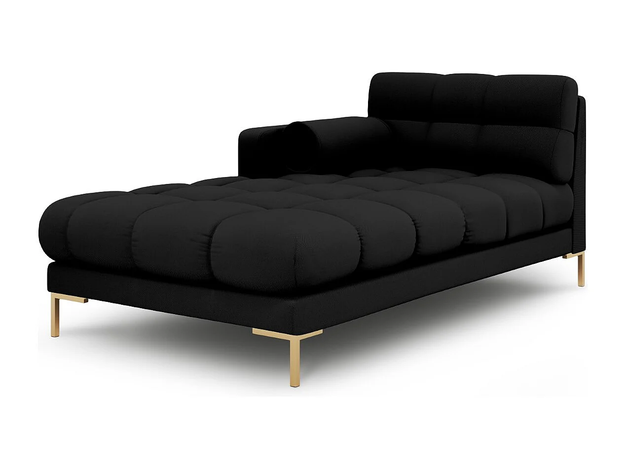 Cosmopolitan Design - Chaiselongue links "Bali" aus strukturiertem Stoff schwarz - 185x102x75cm