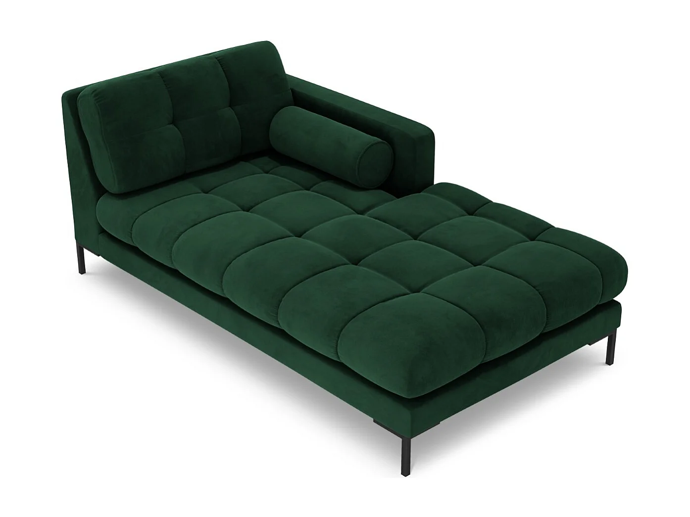 Cosmopolitan Design - Chaise longue destra "Bali" in velluto verde bottiglia - 185x102x75cm