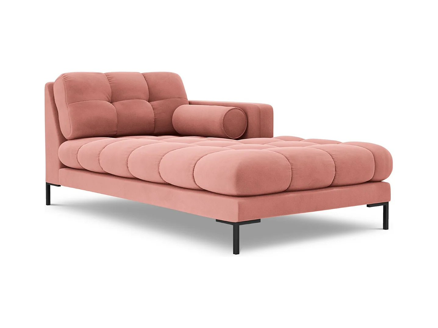 Cosmopolitan Design - Méridienne droite "Bali" en velours rose - 185x102x75cm