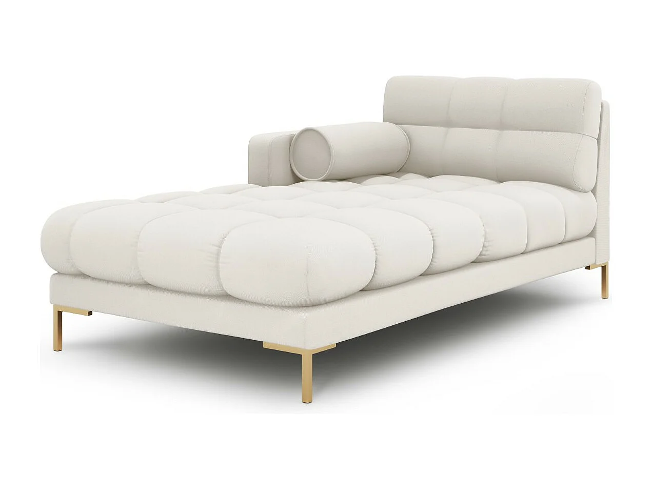 Cosmopolitan Design - Chaise longue de angulo izquierdo "Bali" de tejido estructural beige claro - 185x102x75cm