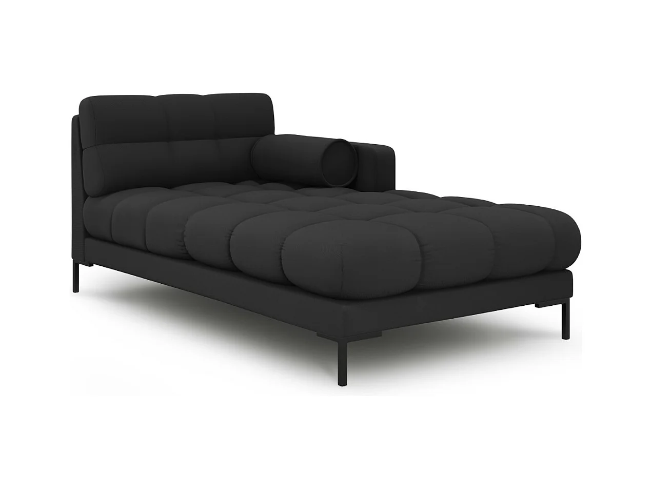 Cosmopolitan Design - Rechter chaise longue "Bali" Structurele stof, Donkergrijs - 185x102x75cm