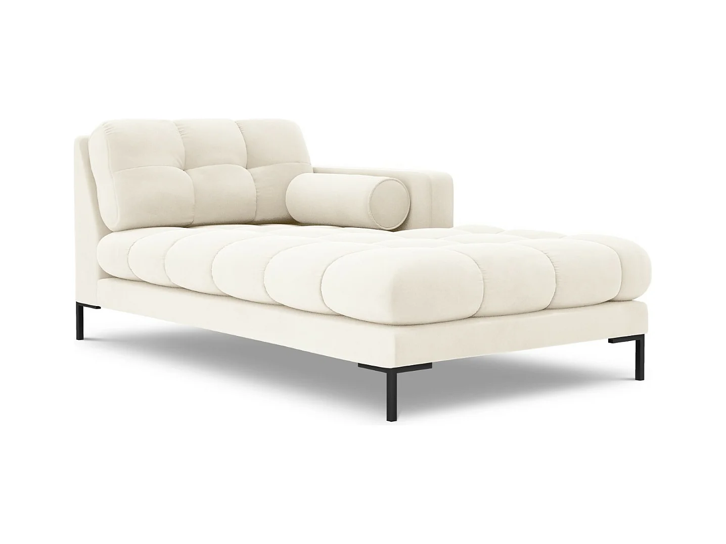 Cosmopolitan Design - Méridienne droite "Bali" en velours beige clair - 185x102x75cm