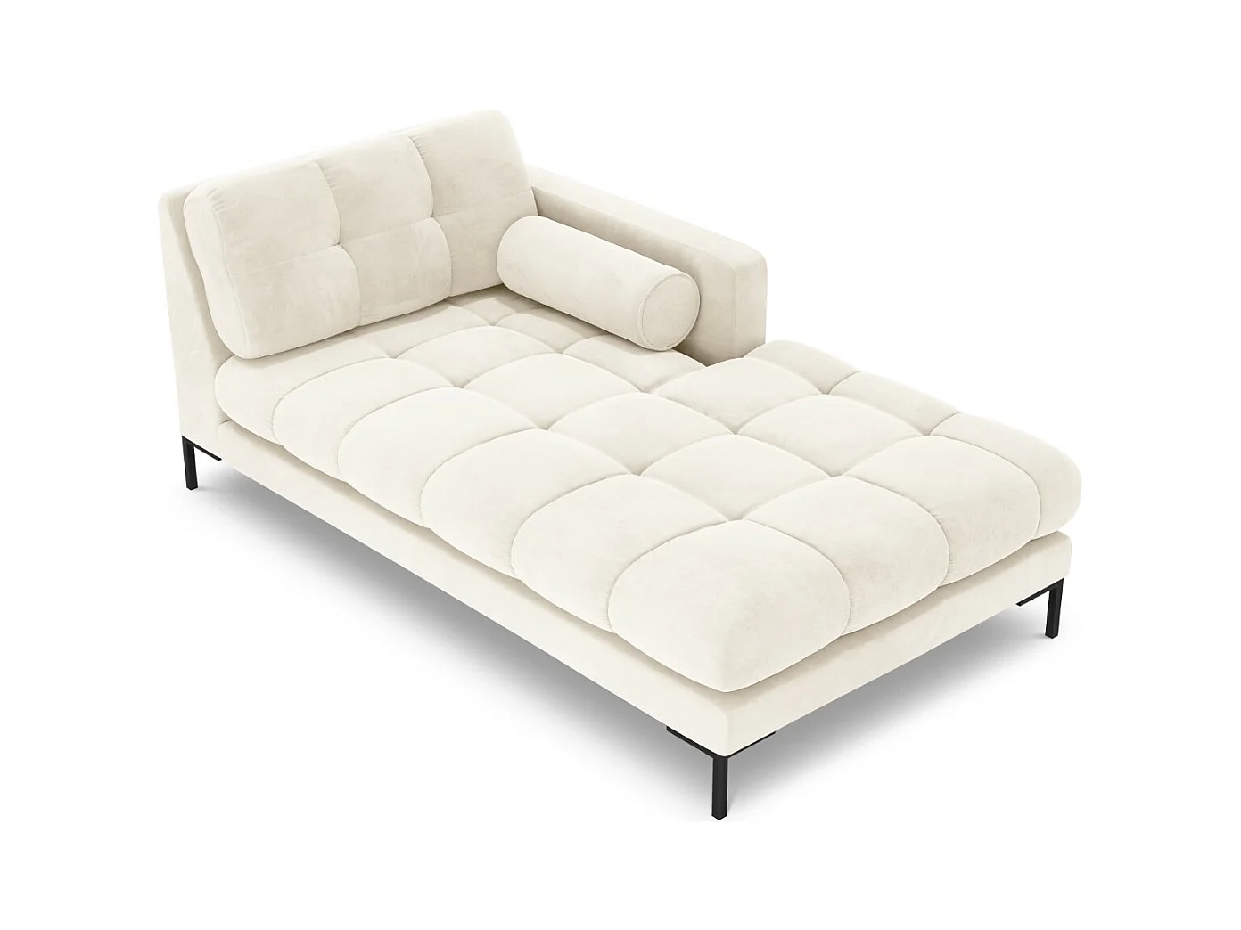 Cosmopolitan Design - Méridienne droite "Bali" en velours beige clair - 185x102x75cm