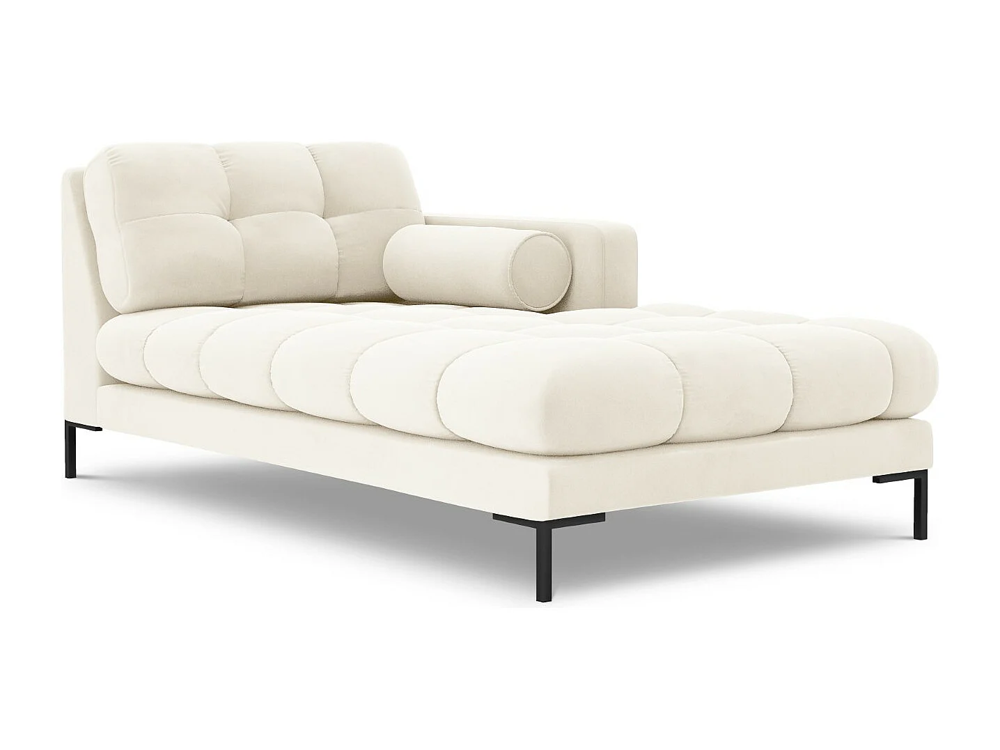 Cosmopolitan Design - Méridienne droite "Bali" en velours beige clair - 185x102x75cm