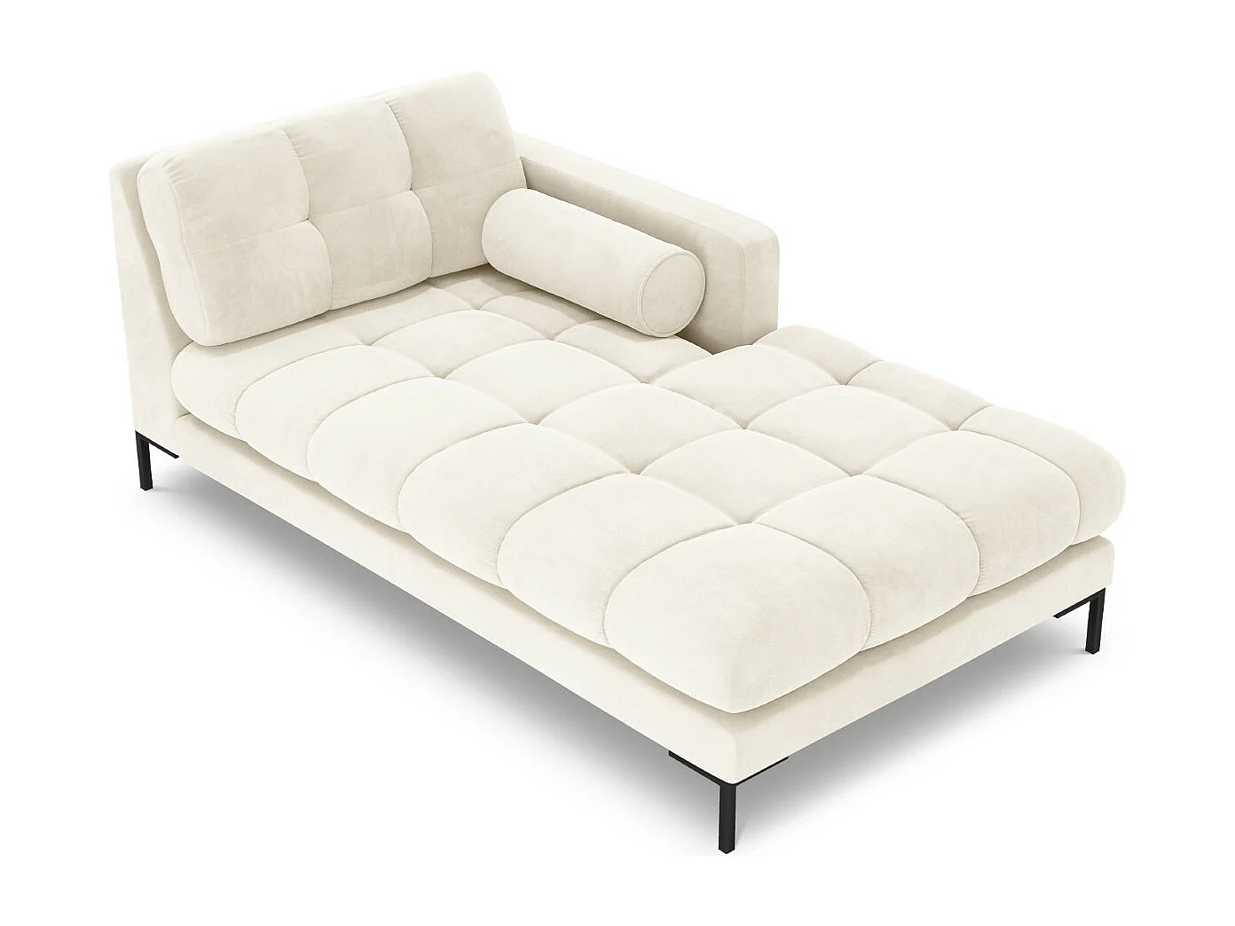 Cosmopolitan Design - Méridienne droite "Bali" en velours beige clair - 185x102x75cm