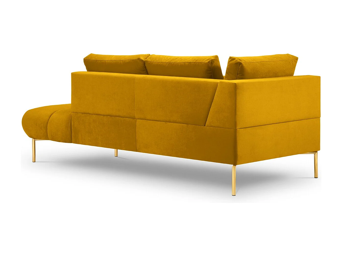 Cosmopolitan Design - Chaise longue de angulo derecho "Hastings" 2 plazas de terciopelo amarillo - 216x102x75cm