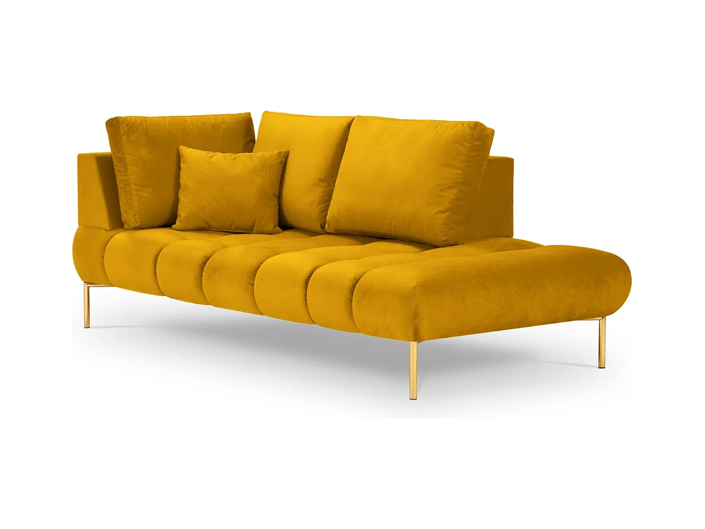 Cosmopolitan Design - Méridienne droite "Hastings" 2 places en velours jaune - 216x102x75cm