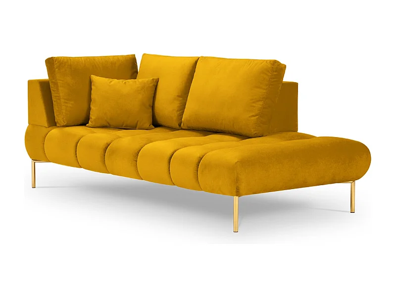 Cosmopolitan Design - Chaise longue direita "Hastings" 2 lugares em veludo amarelo - 216x102x75cm