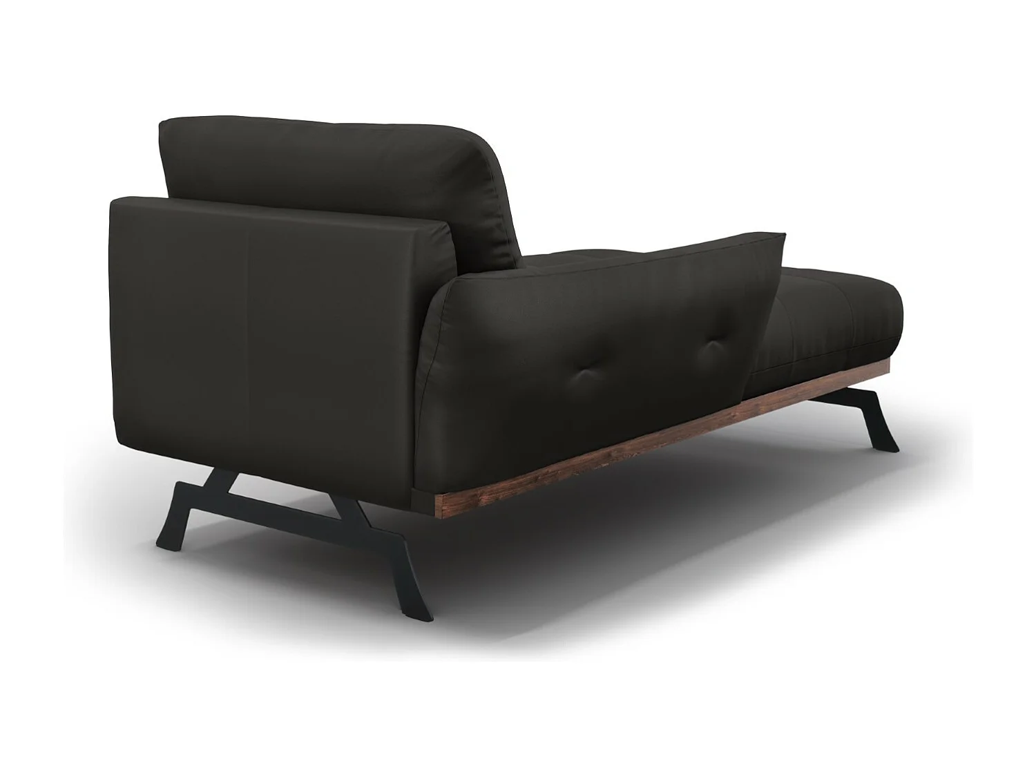 CXL by Christian Lacroix - Méridienne gauche "Olivier" en cuir véritable noir - 171x100x87cm