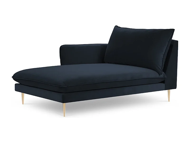 Cosmopolitan Design - Chaise longue esquerda "Vienna" em veludo azul escuro - 170x110x95cm
