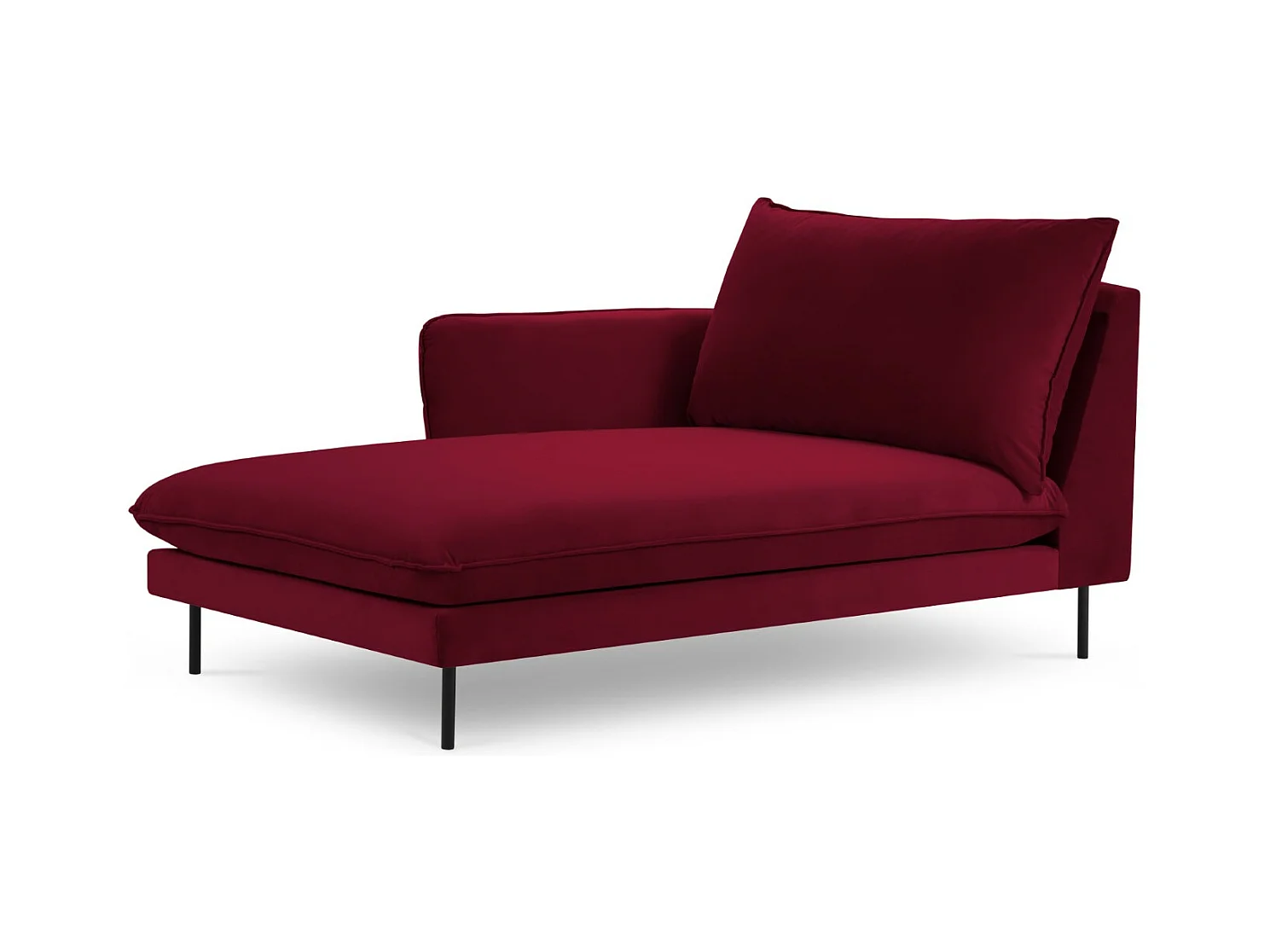 Cosmopolitan Design - Méridienne gauche "Vienna" en velours rouge - 170x110x95cm