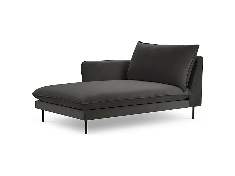 Cosmopolitan Design - Chaise longue de angulo izquierdo "Vienna" de terciopelo gris oscuro - 170x110x95cm