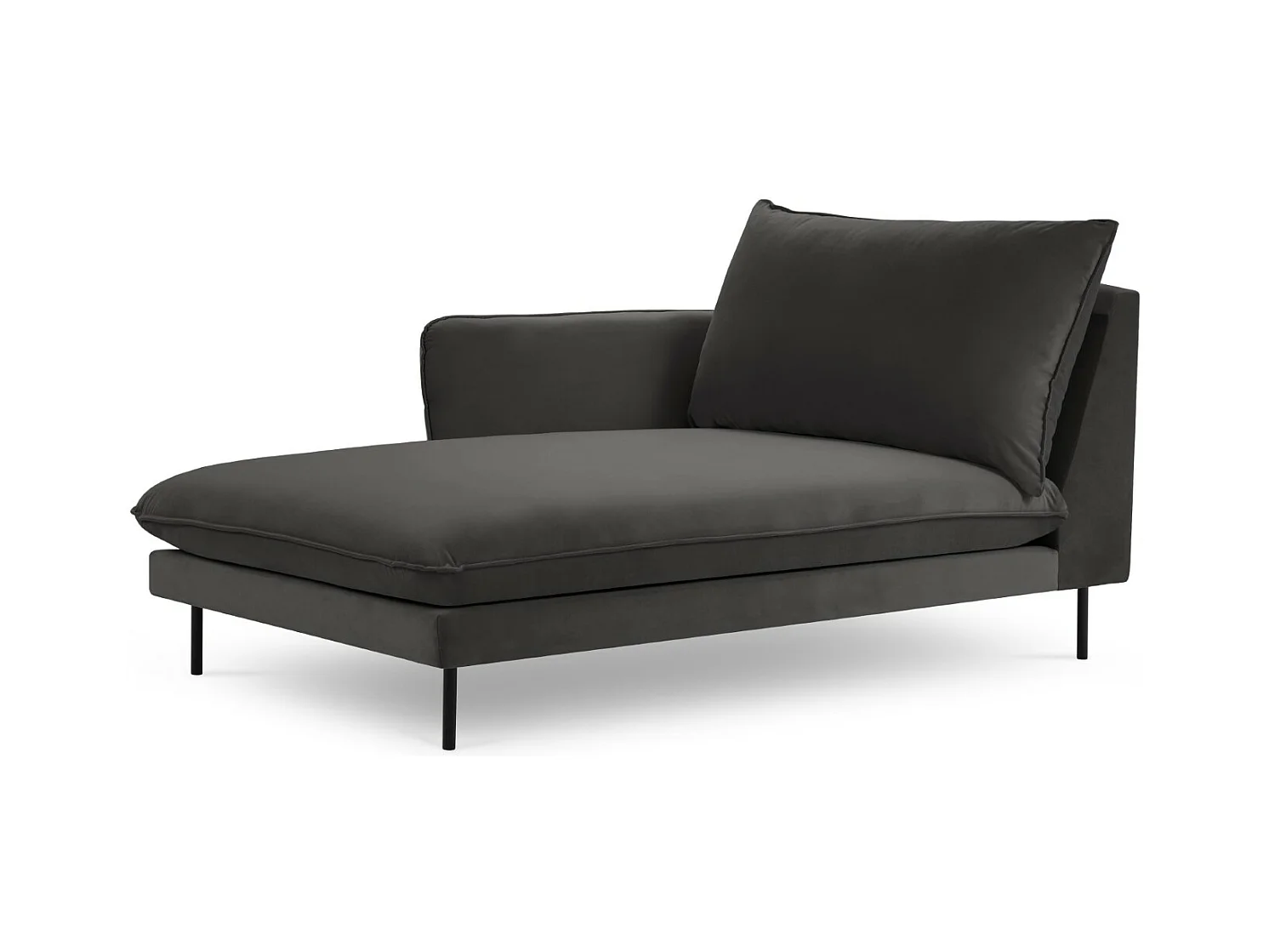Cosmopolitan Design - Linker meridiaan "Vienna" Flueel, Donkergrijs - 170x110x95cm