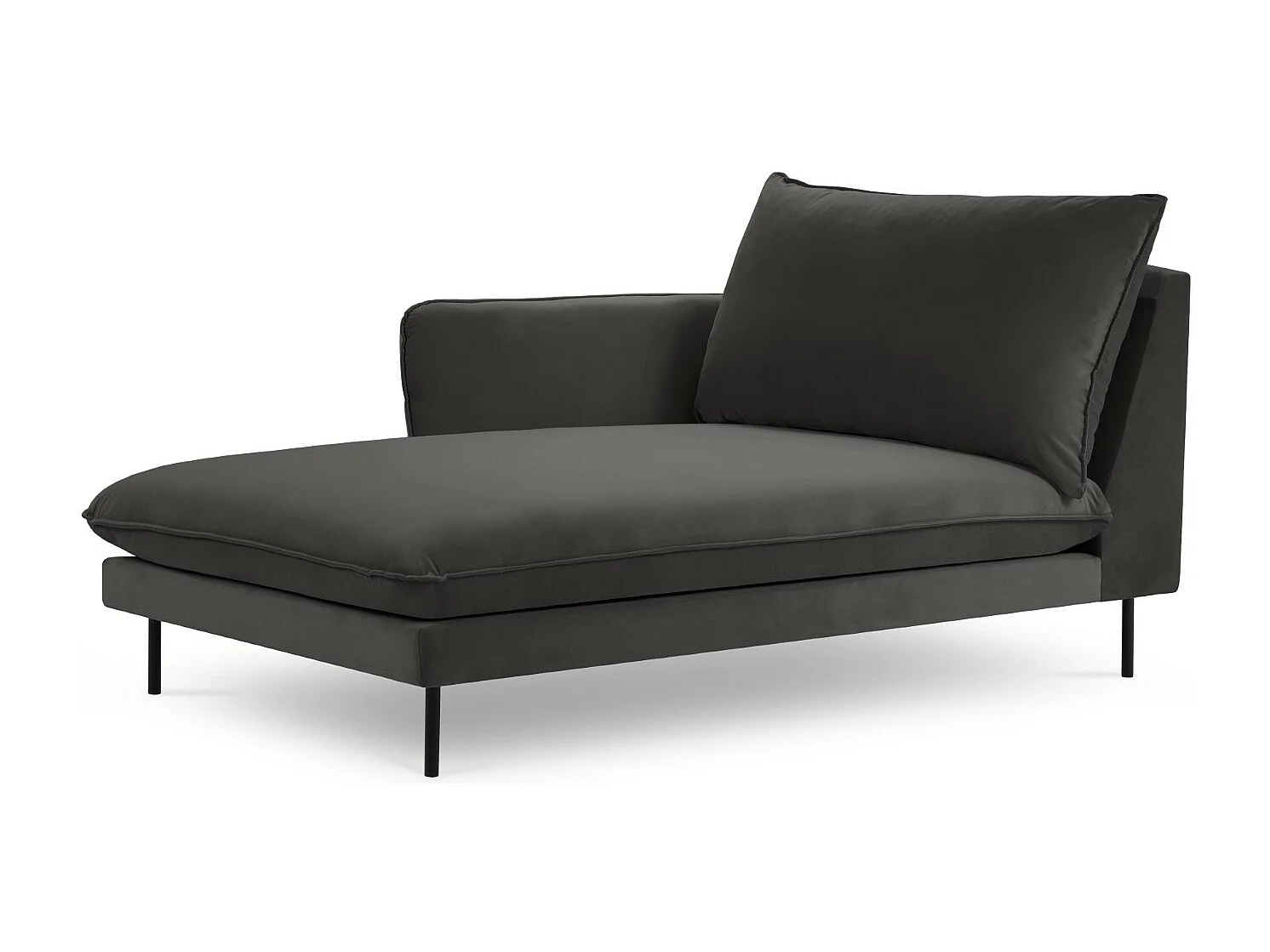 Cosmopolitan Design - Chaise longue esquerda "Vienna" em veludo cinza escuro - 170x110x95cm
