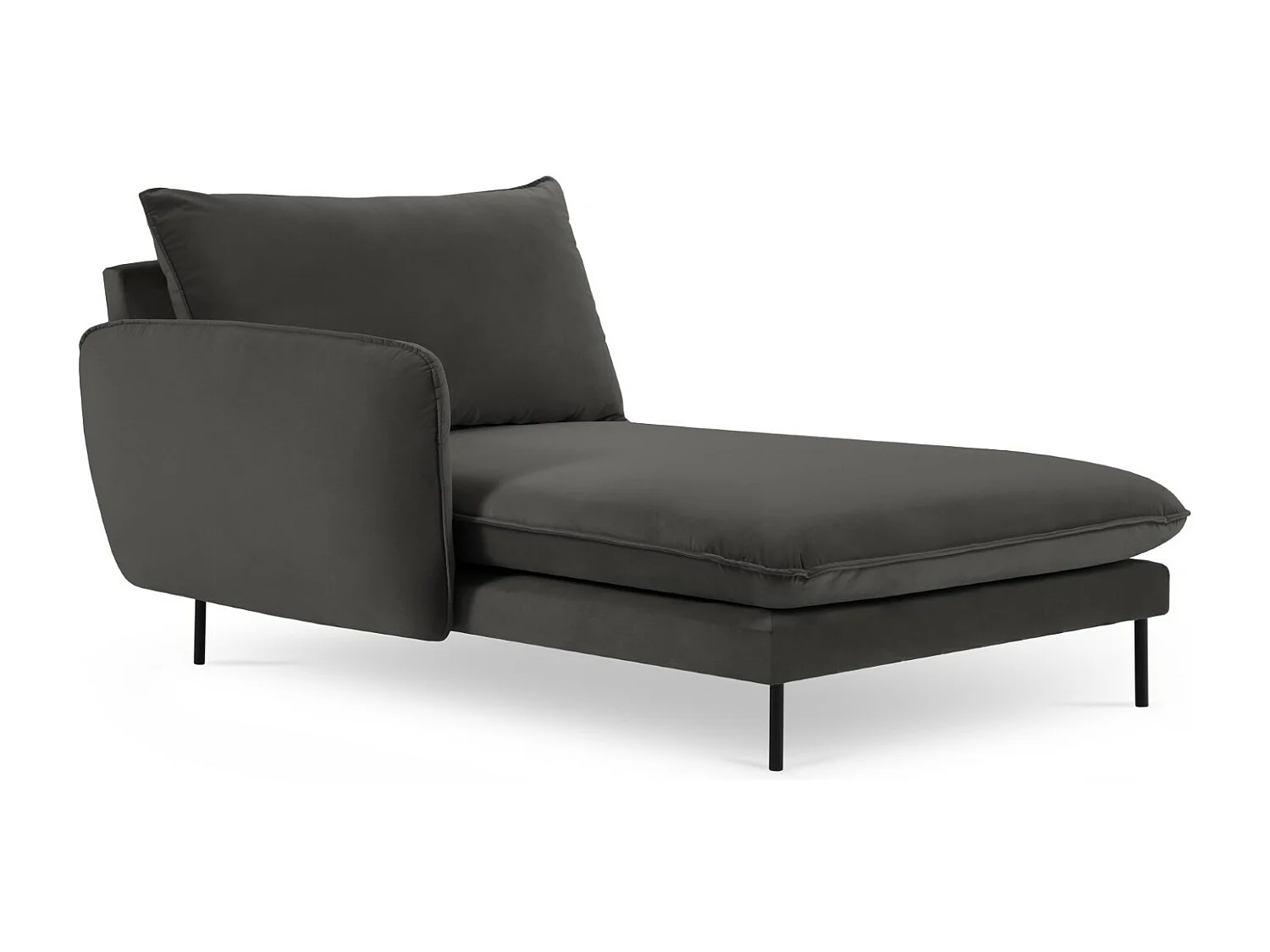 Cosmopolitan Design - Chaise longue esquerda "Vienna" em veludo cinza escuro - 170x110x95cm