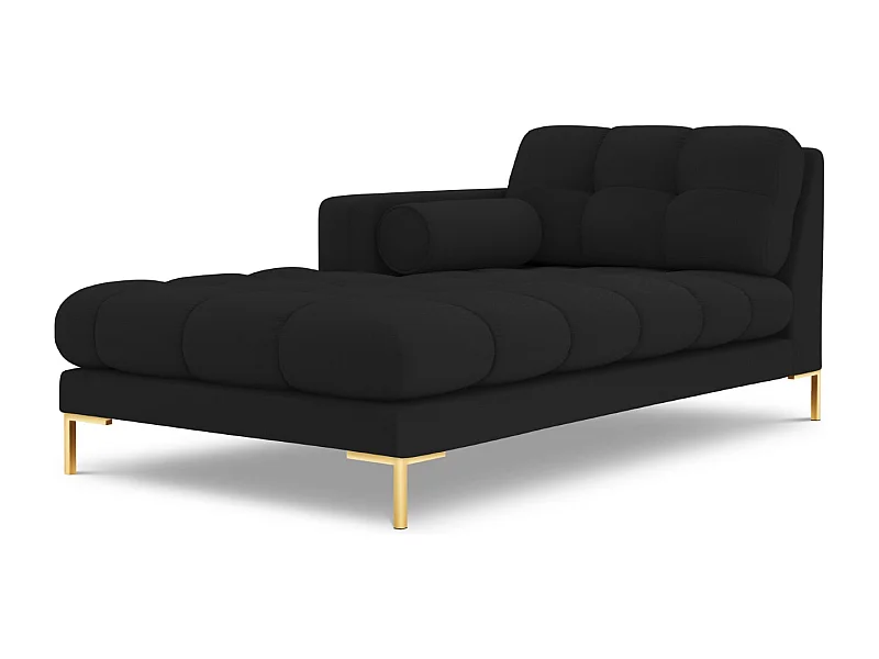 Cosmopolitan Design - Chaise longue de angulo izquierdo "Bali" de tejido estructural negro - 185x102x75cm