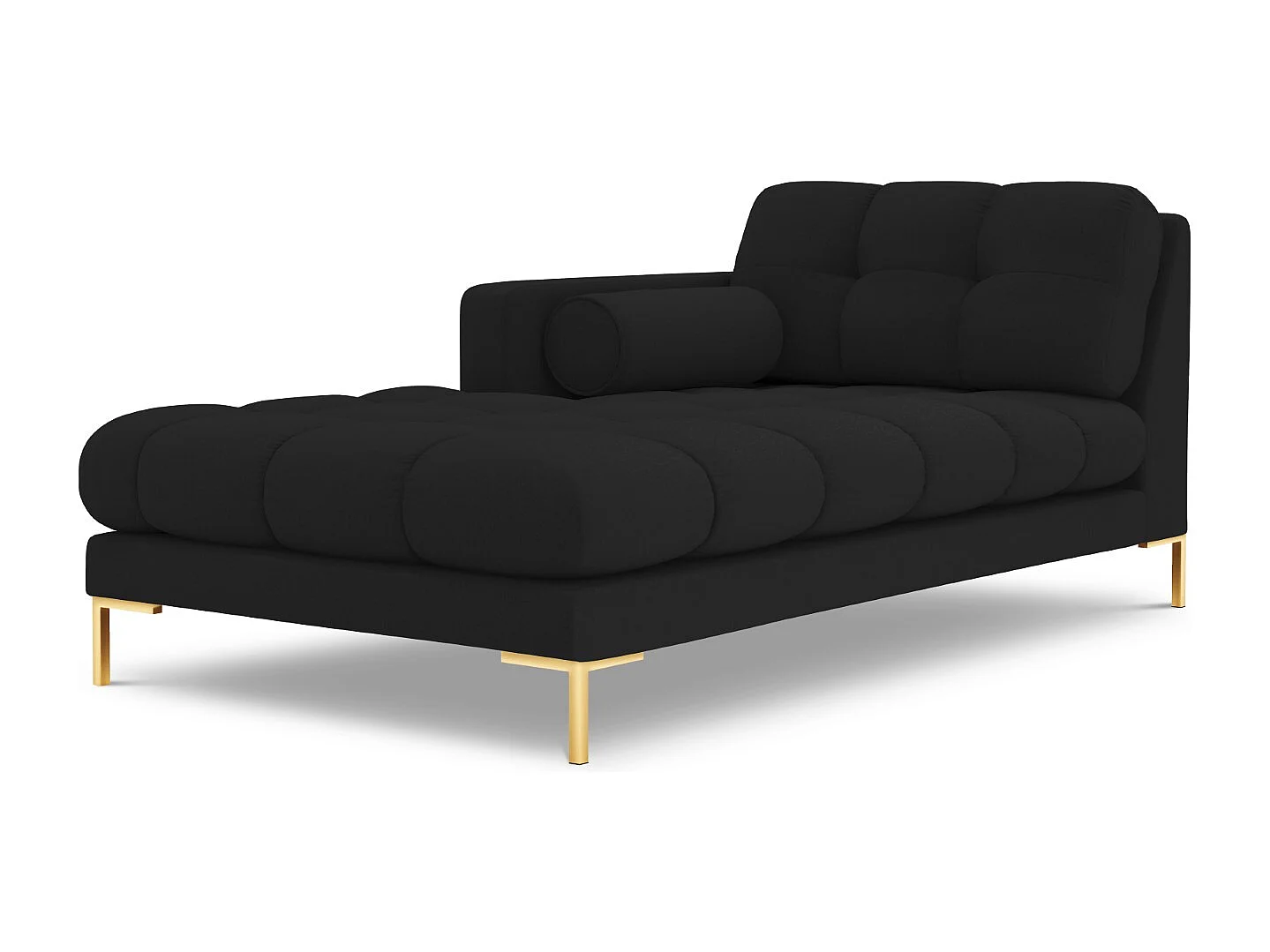 Cosmopolitan Design - Chaise longue sinistra "Bali" in tessuto strutturato nero - 185x102x75cm