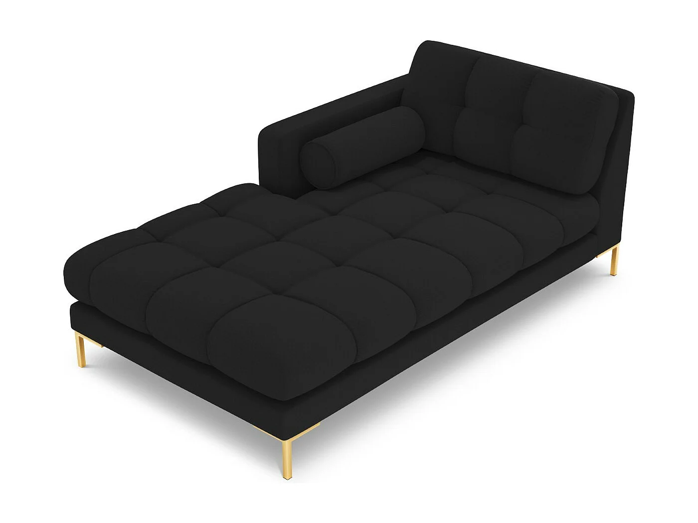 Cosmopolitan Design - Chaise longue sinistra "Bali" in tessuto strutturato nero - 185x102x75cm
