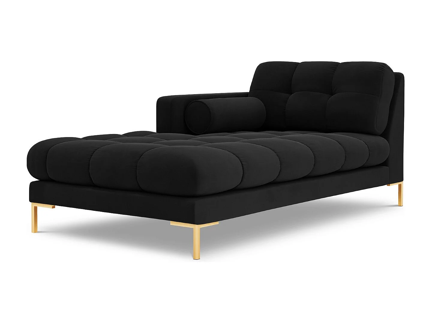 Cosmopolitan Design - Chaise longue de angulo izquierdo "Bali" de terciopelo negro - 185x102x75cm