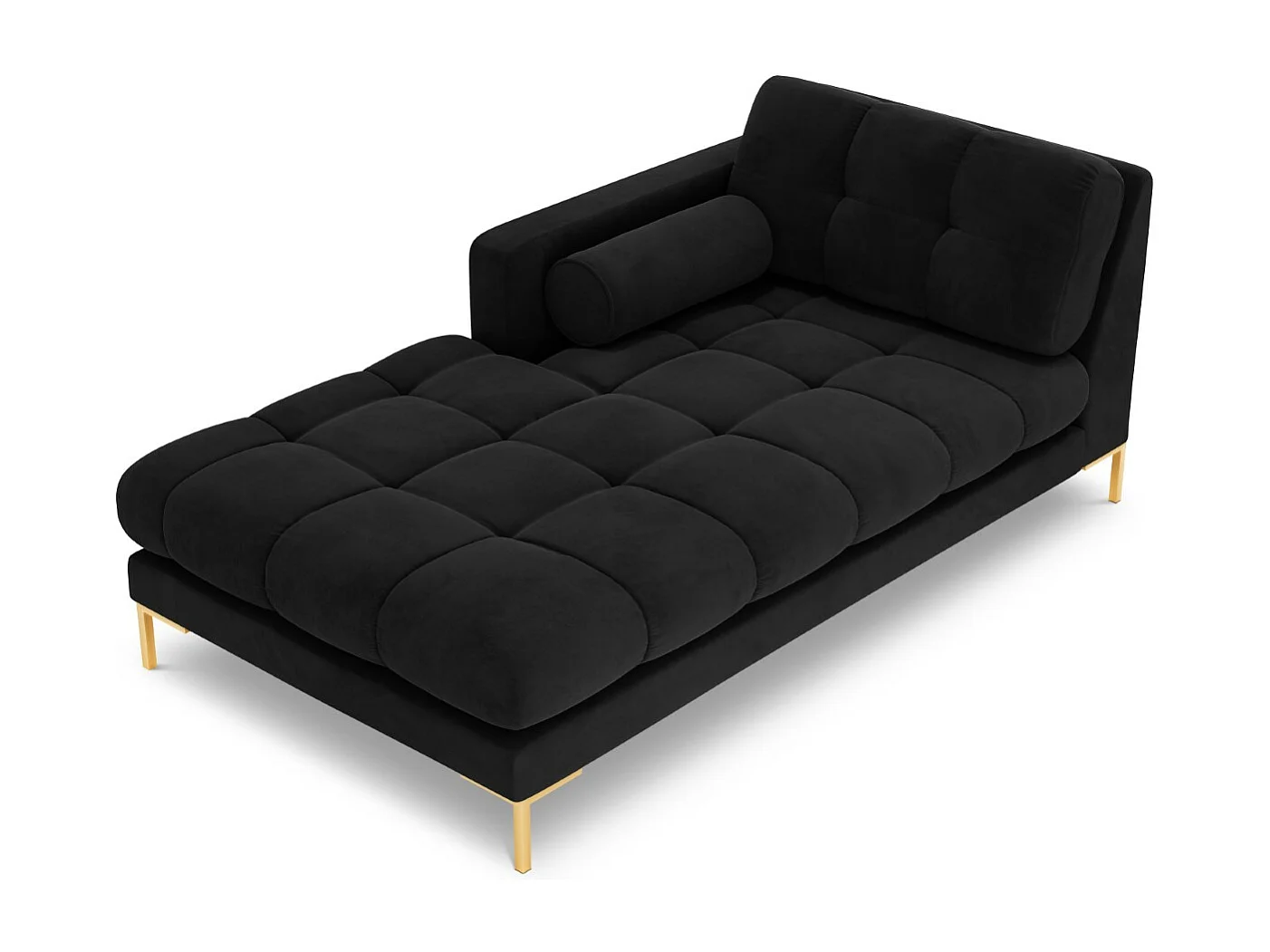 Cosmopolitan Design - Chaise longue de angulo izquierdo "Bali" de terciopelo negro - 185x102x75cm