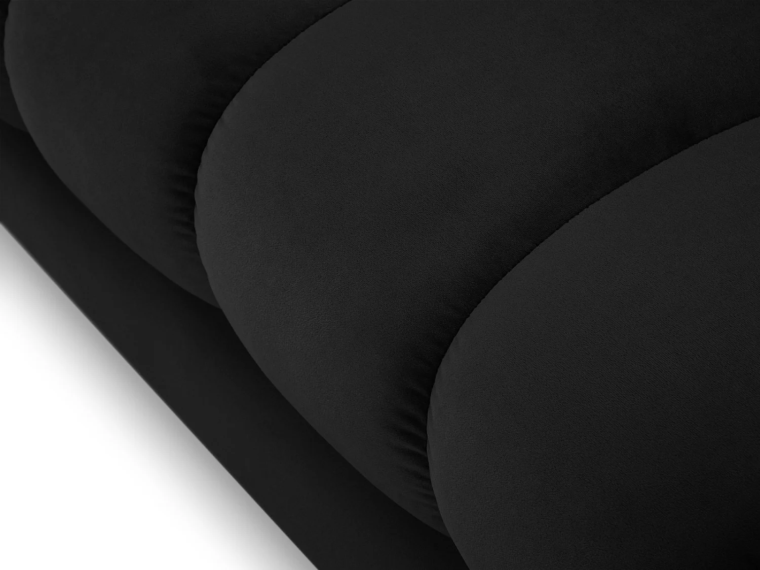 Cosmopolitan Design - Chaise longue de angulo izquierdo "Bali" de terciopelo negro - 185x102x75cm