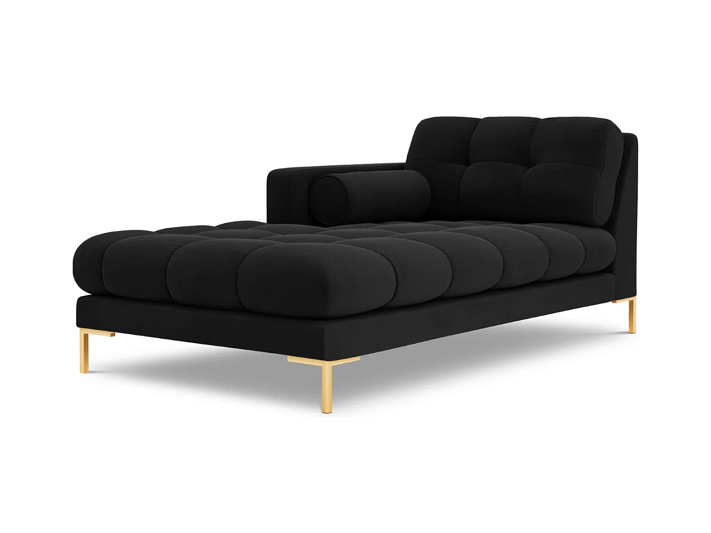 Cosmopolitan Design - Méridienne gauche "Bali" en velours noir - 185x102x75cm