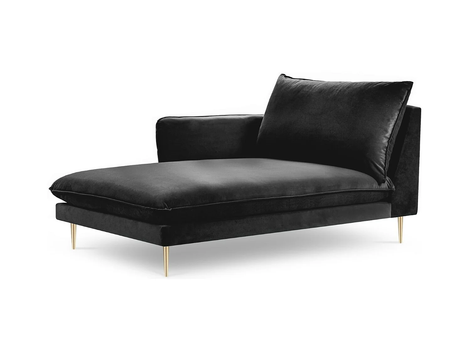 Cosmopolitan Design - Méridienne gauche "Vienna" en velours noir - 170x110x95cm