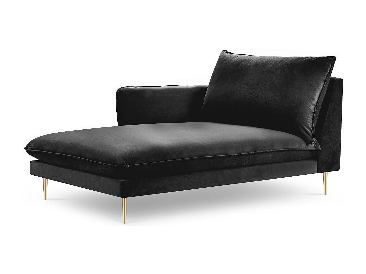 Cosmopolitan Design - Méridienne gauche "Vienna" en velours noir - 170x110x95cm