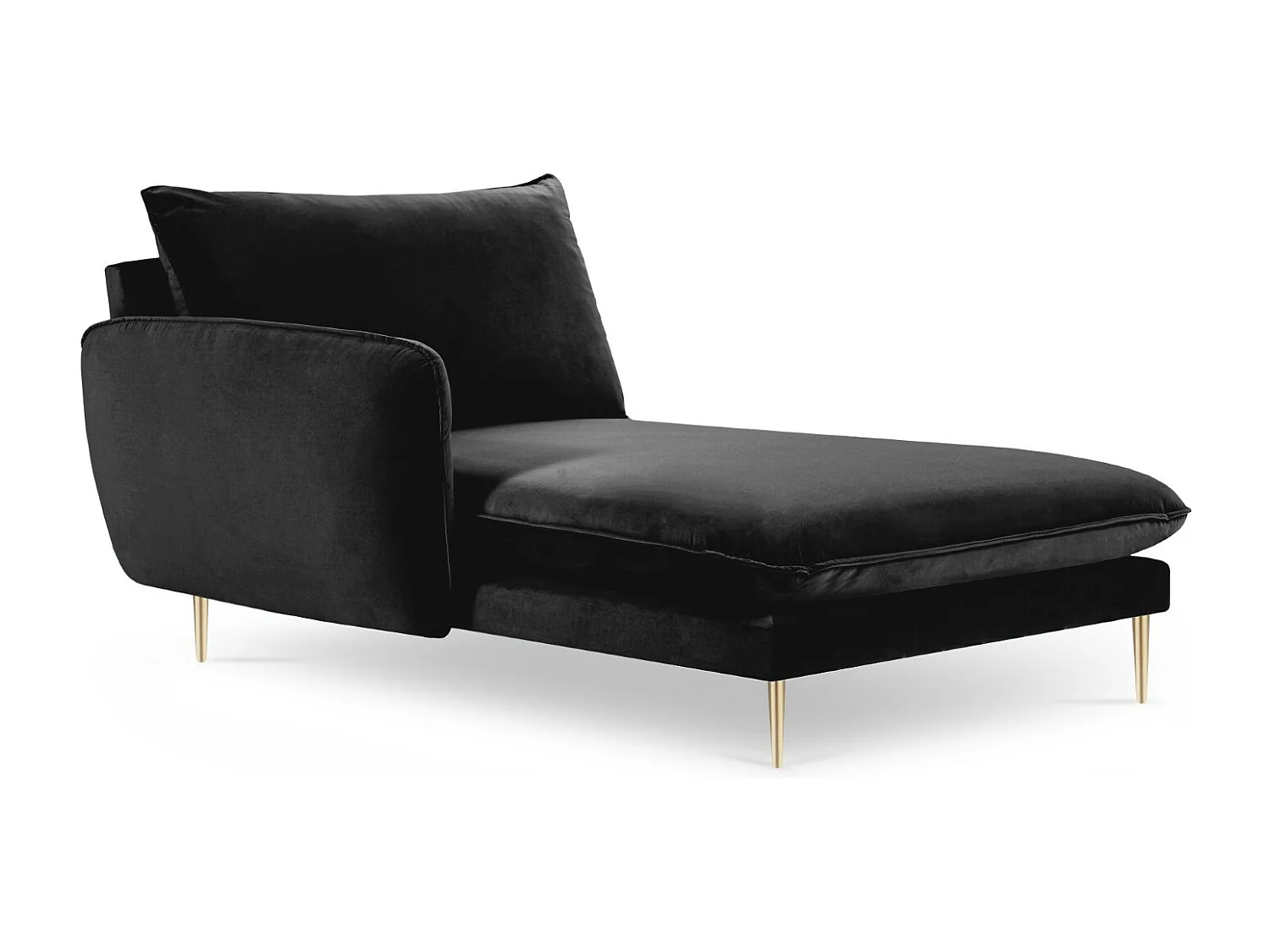 Cosmopolitan Design - Méridienne gauche "Vienna" en velours noir - 170x110x95cm