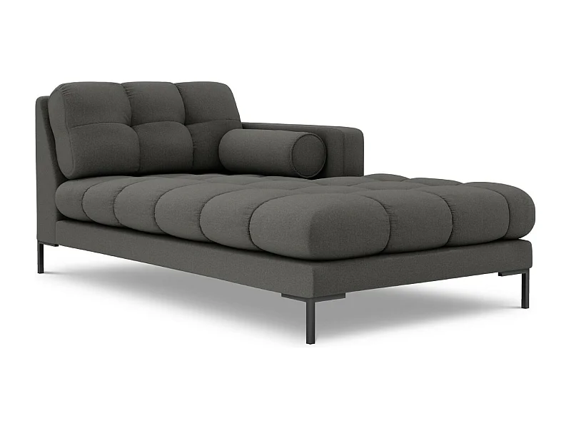 Cosmopolitan Design - Chaise longue direita "Bali" em tecido estrutural cinza escuro - 185x102x75cm
