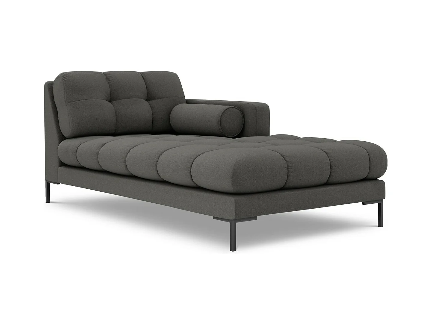 Cosmopolitan Design - Rechter chaise longue "Bali" Structurele stof, Donkergrijs - 185x102x75cm