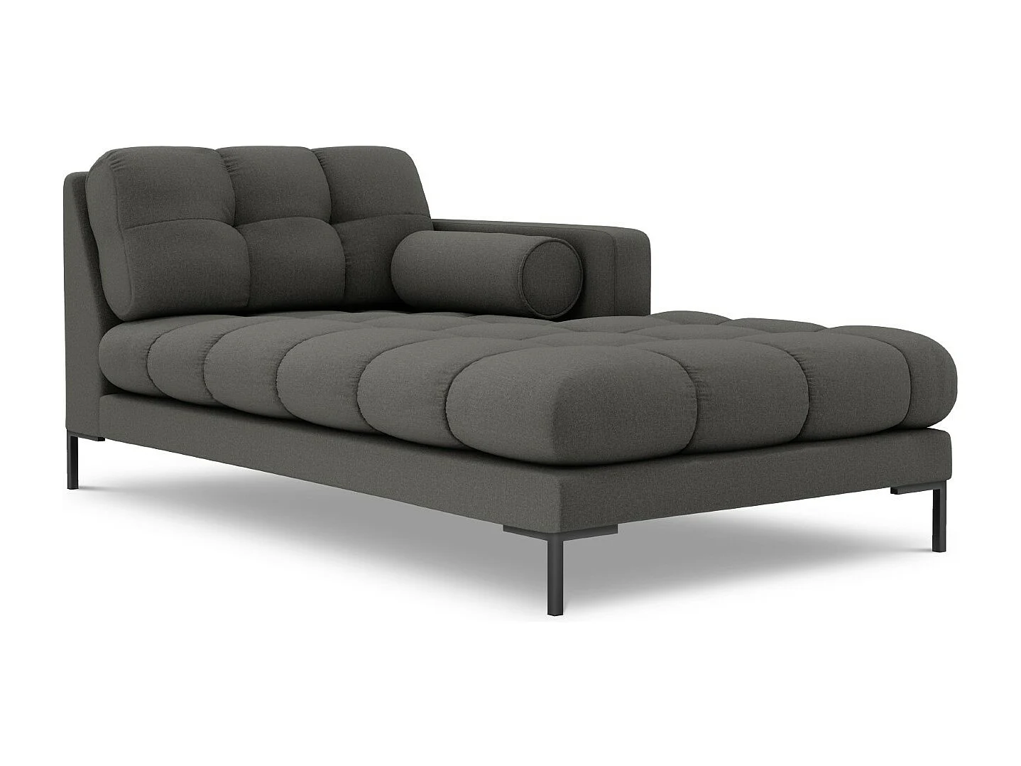 Cosmopolitan Design - Chaise longue direita "Bali" em tecido estrutural cinza escuro - 185x102x75cm