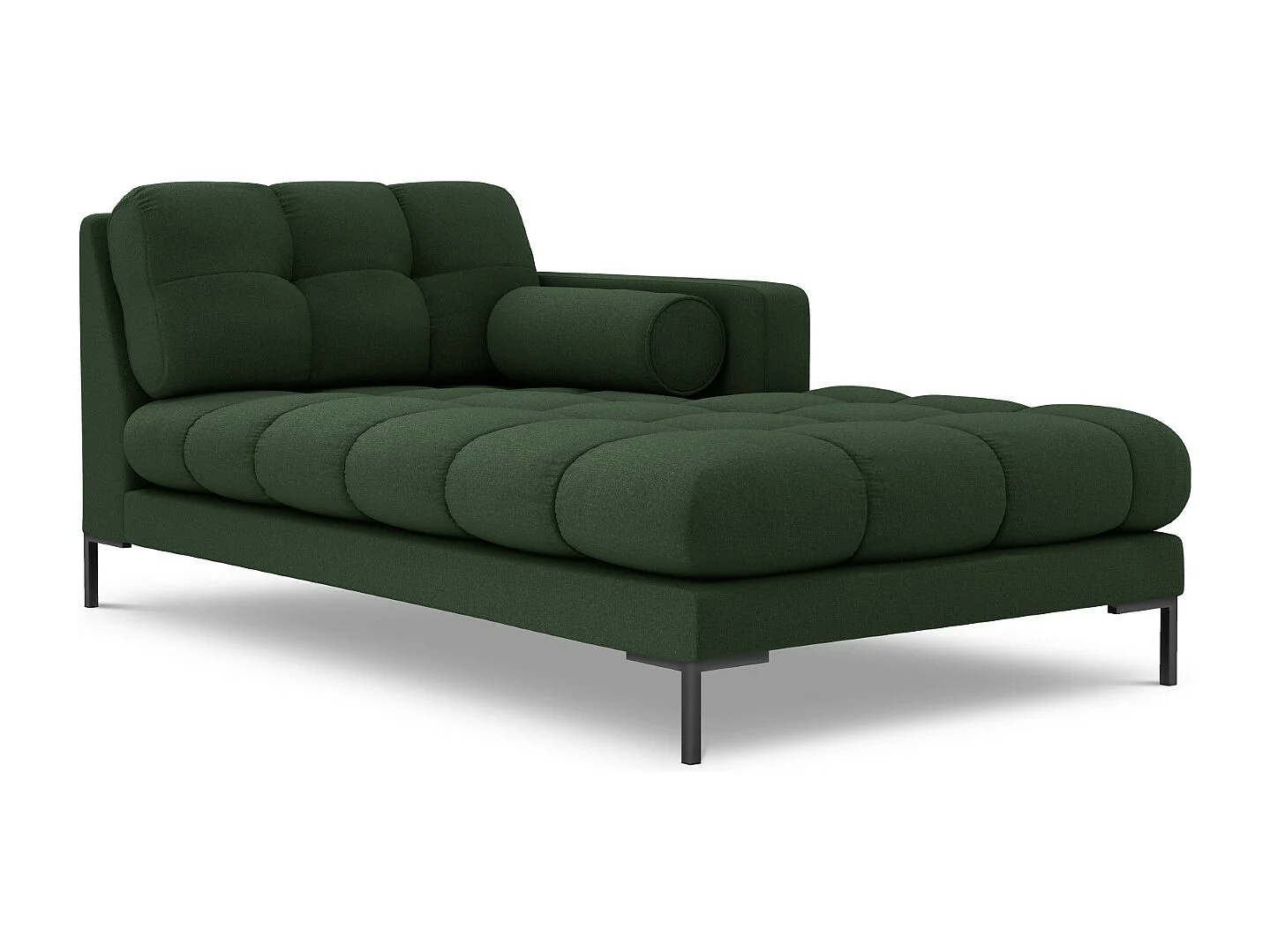 Cosmopolitan Design - Chaise longue destra "Bali" in tessuto strutturato verde scuro - 185x102x75cm